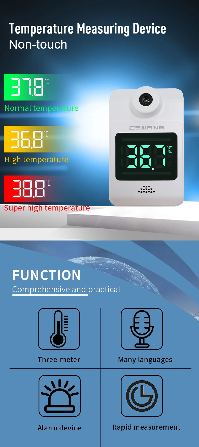 Long Measuring Distance Temperature Scanner Device for Body Temperature Check