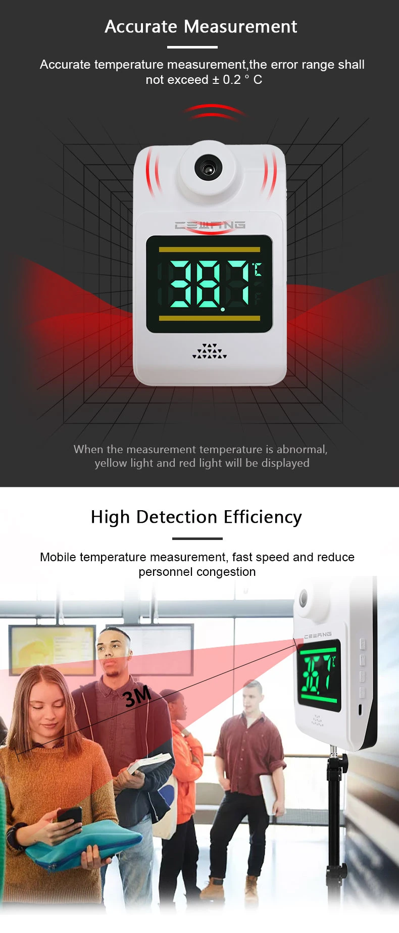 Long Measuring Distance Temperature Scanner Device for Body Temperature Check